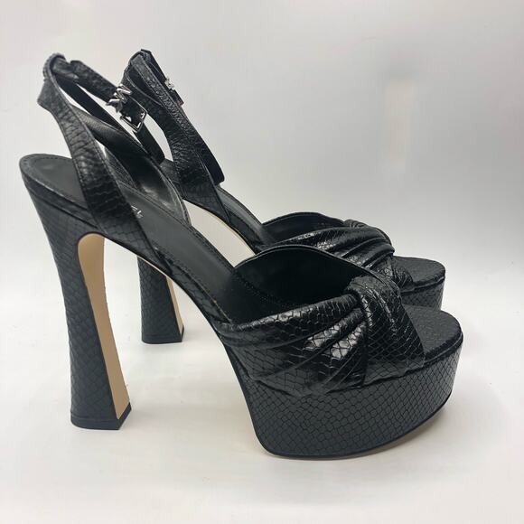 Michael Kors Selena Snake Embossed Leather Platform Sandal Black Size 9 M - Picture 3 of 10